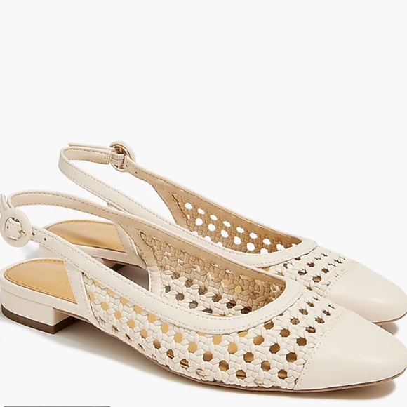 J. Crew Woven Slingback Flats color Dusty Ivory size 6 1/2 - Picture 1 of 8